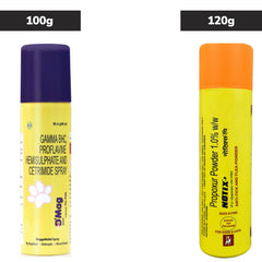 Petcare Notix (Propoxur) Tick & Flea Control Powder for Dogs & Cats (100g) and Intas D Mag Wound Care Spray for Dogs (120ml) Combo