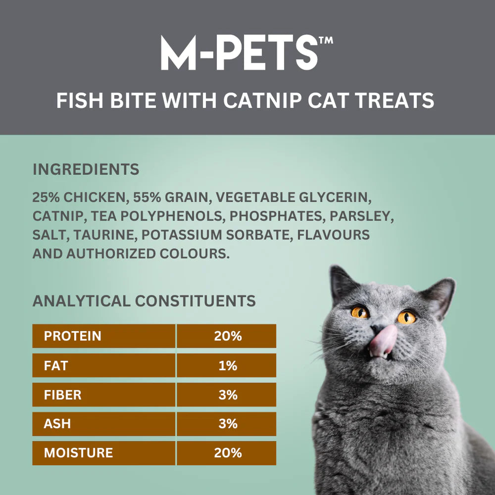 M PETS Fish Bite With Catnip Treats for Cats