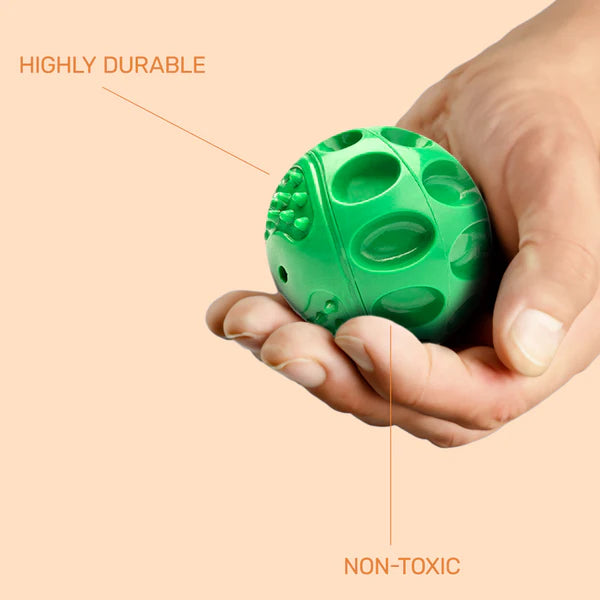 Kibbo Non Toxic Squeaky Rubber Ball Chew Toy for Dogs and Cat (Green)