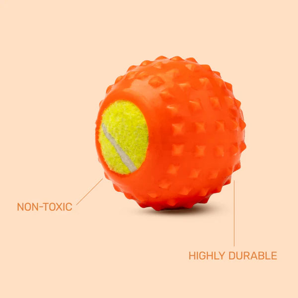 Kibbo Non Toxic Tennis Rubber Ball Chew Toy for Dogs and Cat (Orange)