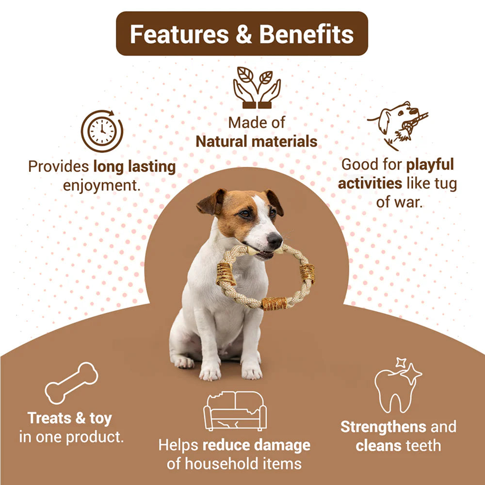 Bowlers Chewrope Donut Functional Dog Treat Toy