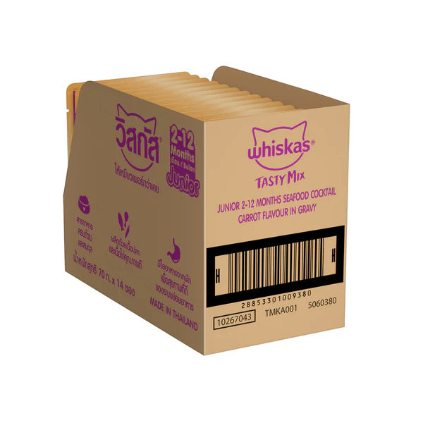 Whiskas Tasty Mix Seafood Cocktail Carrot Gravy Kitten Cat Wet Food