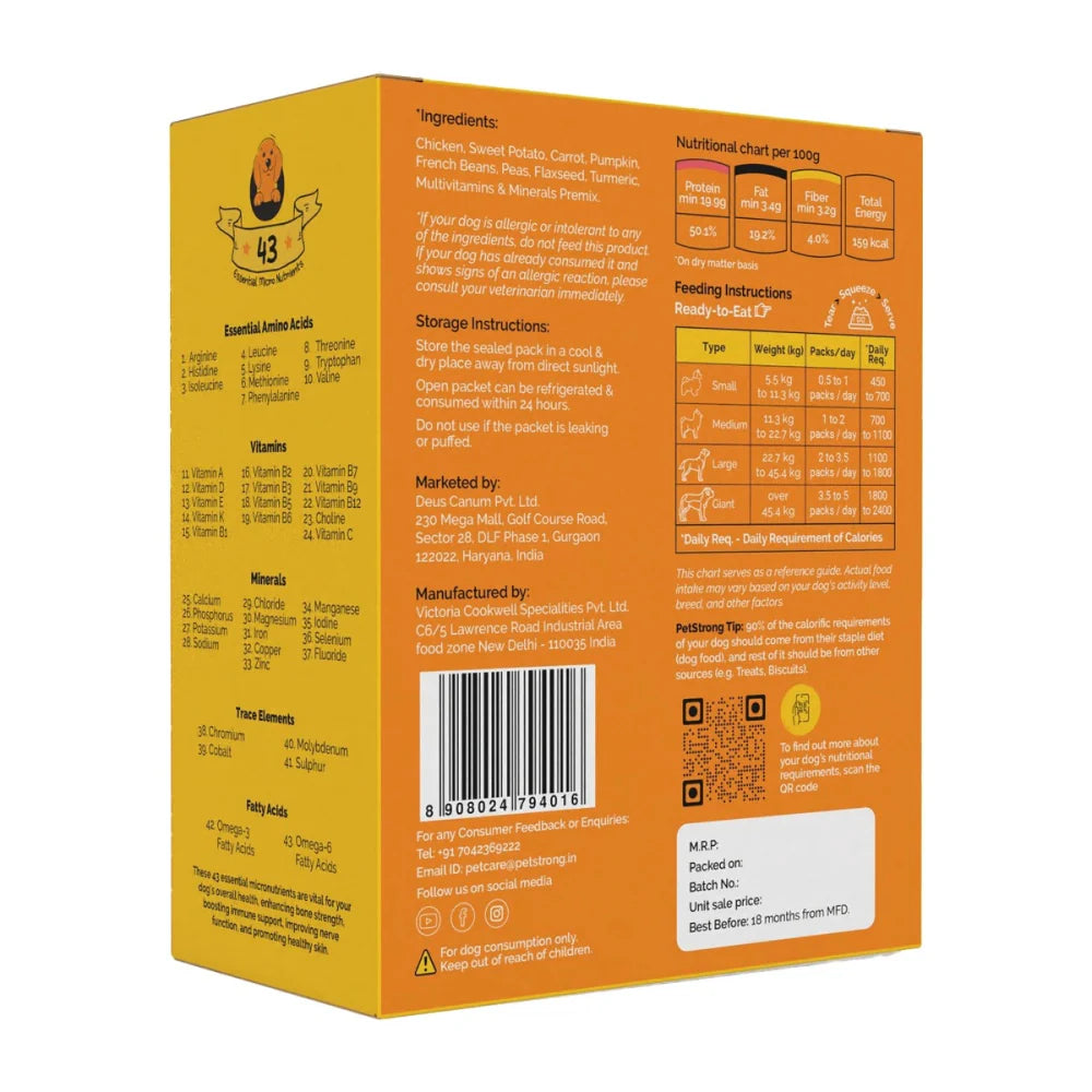 PetStrong Chicken and Pumpkin Grain Free Fresh Food for Dogs