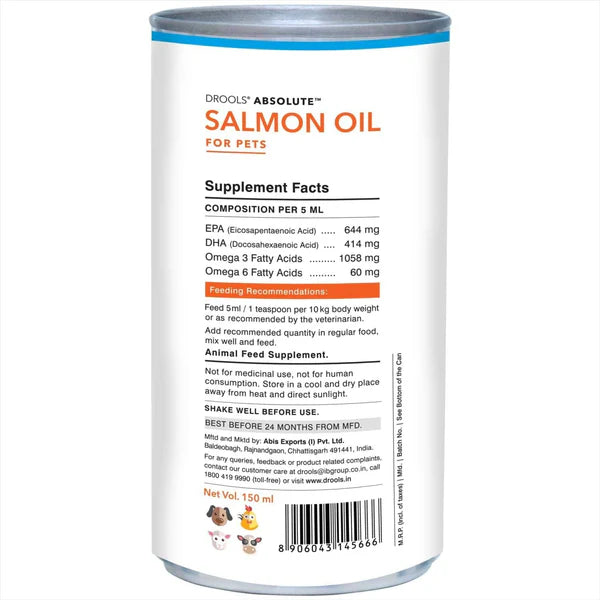 Drools Absolute Salmon Oil Syrup Supplement and Vitamin Supplement Tablets for Dogs Combo