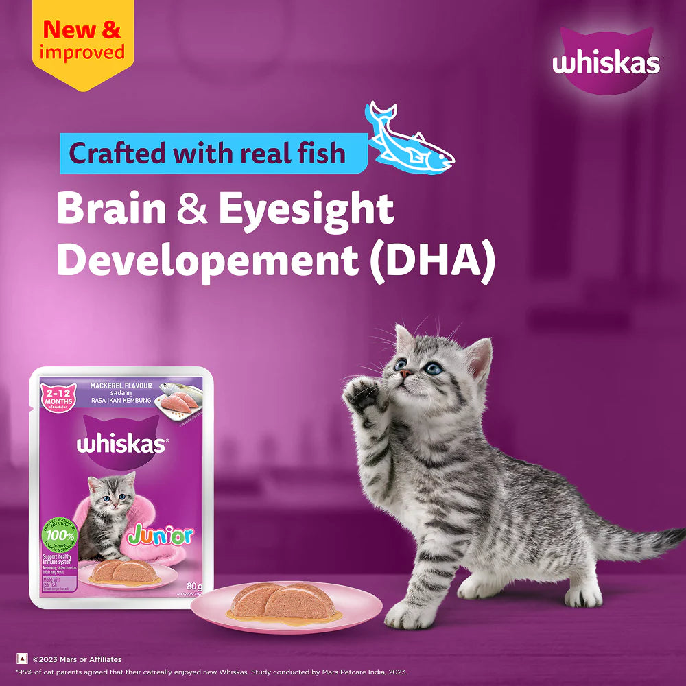 Whiskas Junior Mackerel Flavour Kitten (2-12 months) Cat Wet Food