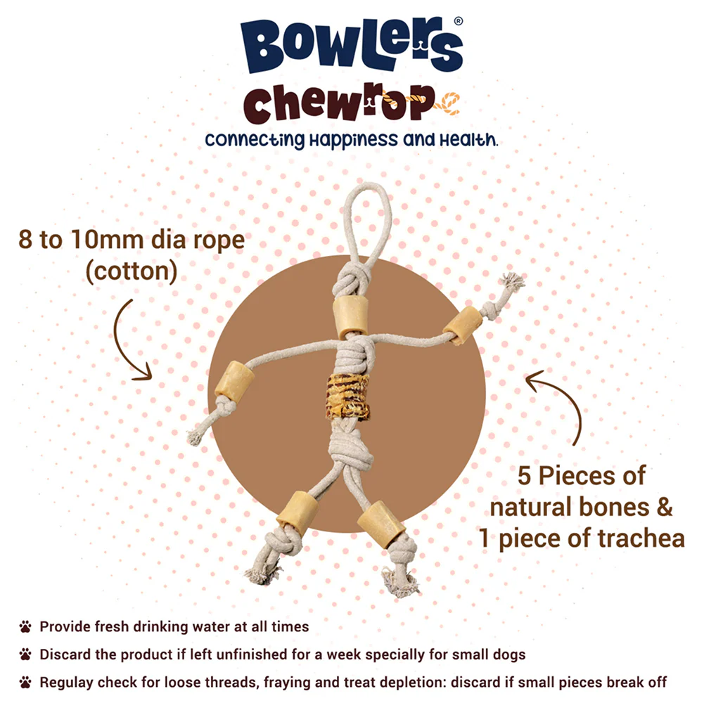 Bowlers Chewrope Marionette Rope Chew Functional Dog Treat Toy