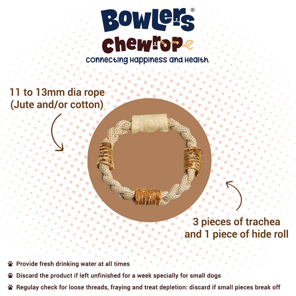Bowlers Chewrope Donut Functional Dog Treat Toy
