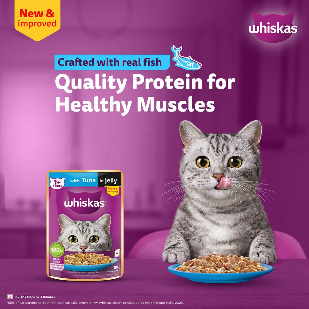 Carniwel Ocean Fish and Krill Dry Food and Whiskas Tuna in Jelly Meal Adult Cat Wet Food Combo