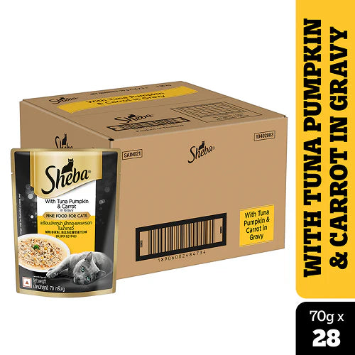 Sheba Chicken With Tuna In Gravy and Tuna Pumpkin & Carrot In Gravy Rich Premium Adult Fine Cat Wet Food Combo