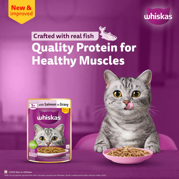Whiskas Salmon in Gravy Meal Adult Cat Wet Food