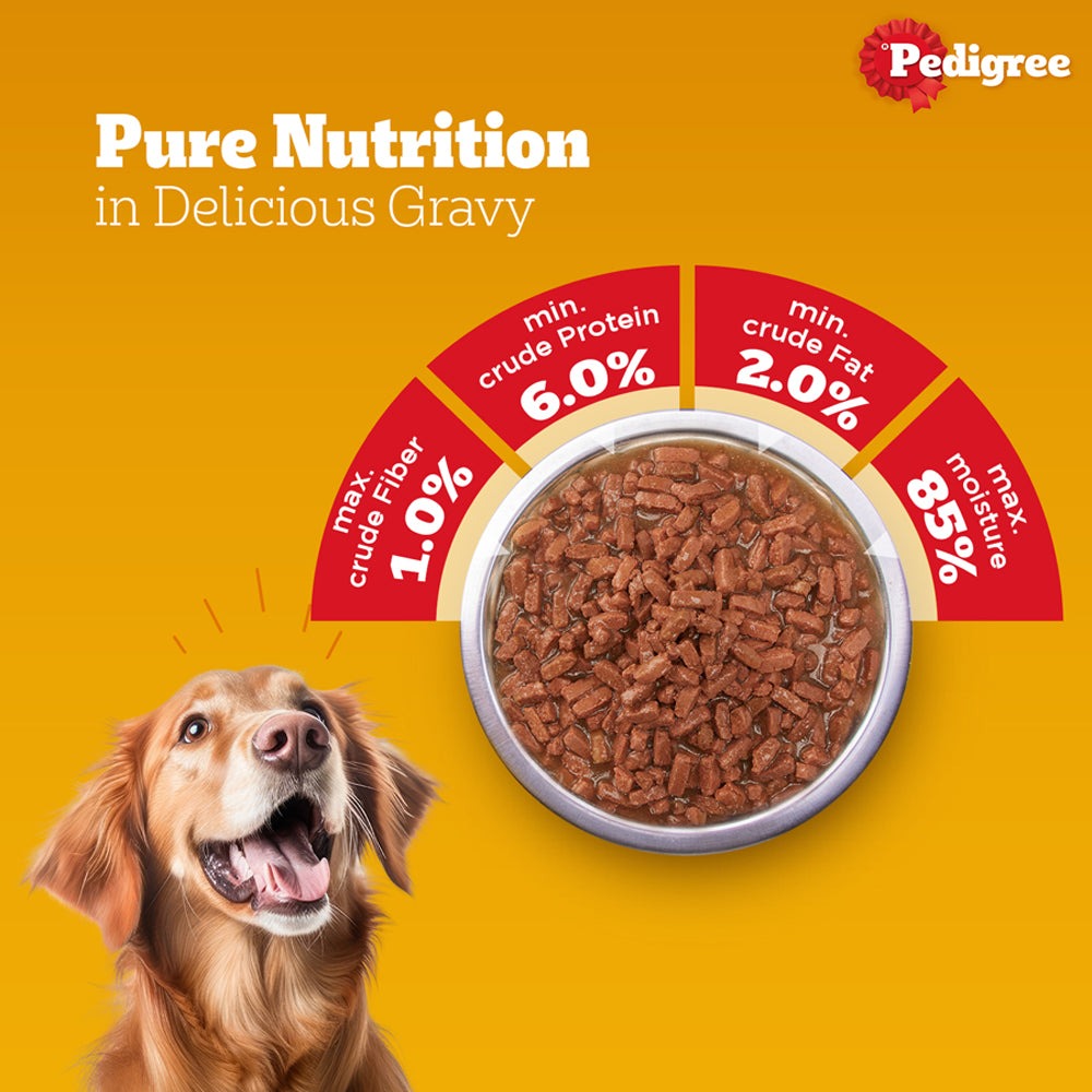 Pedigree PRO Expert Nutrition Active Adult (18 Months Onwards) Large Breed and Chicken and Liver Chunks in Gravy Wet Adult Dog Food Combo