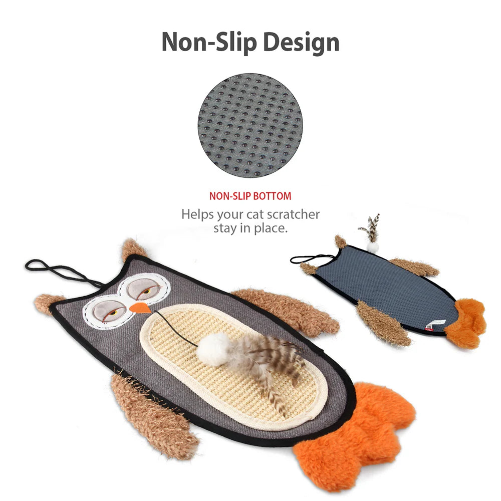 GiGwi Cat Scratcher with Catnip Owl Toy for Cats (Brown)