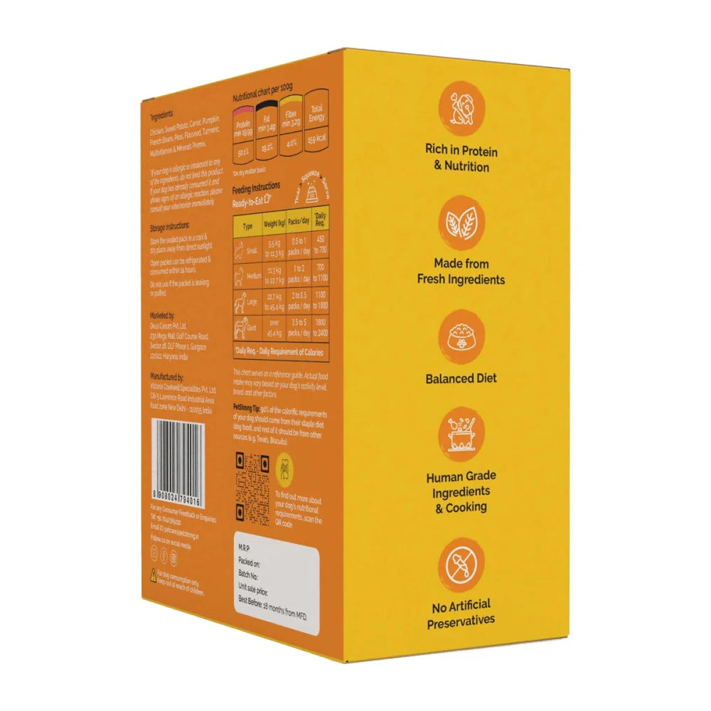 PetStrong Chicken and Pumpkin Grain Free Fresh Food for Dogs