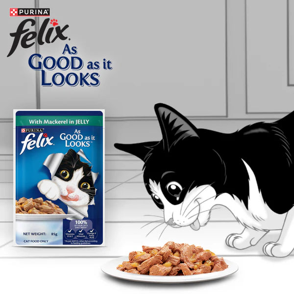 Purina Felix Mackerel, Sardine and Salmon with Jelly Complete and Balanced Adult Cat Wet Food Combo