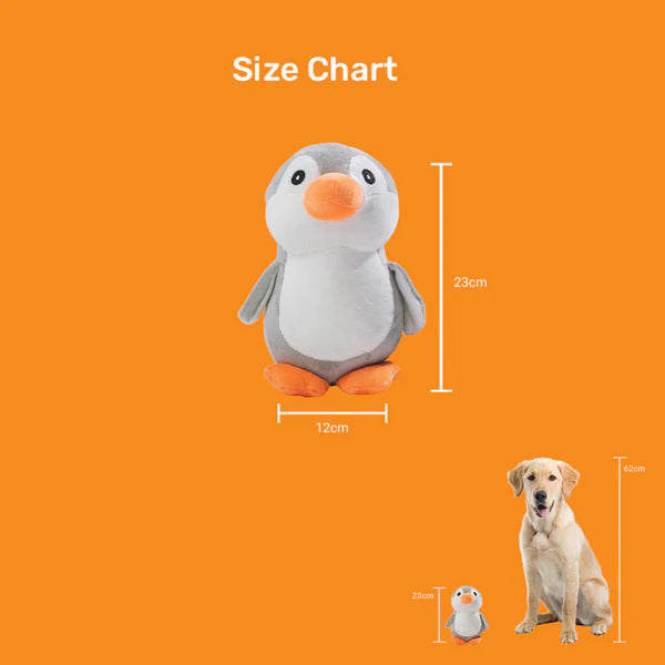 Kibbo Non Toxic Soft Playing Stuffed Penguin Toy for Dogs and Cat (Grey/White)
