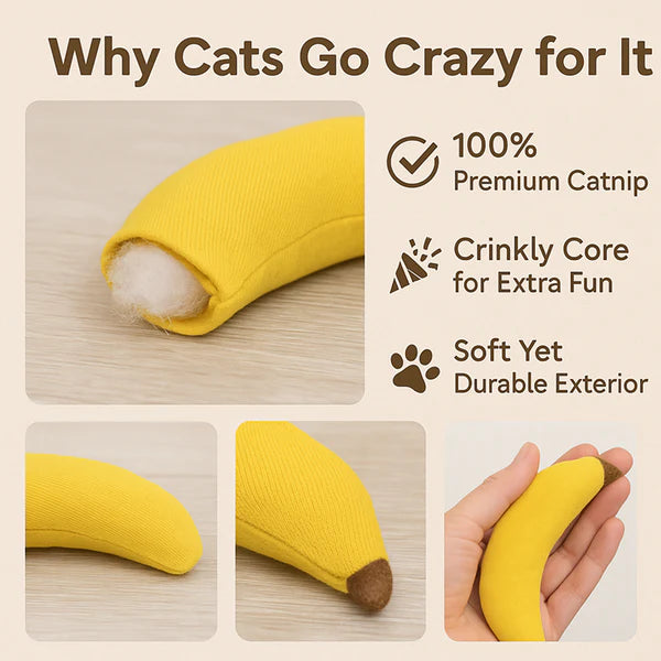 Talking Dog Club Bananas with 100% Catnip Toy for Cats (Yellow)