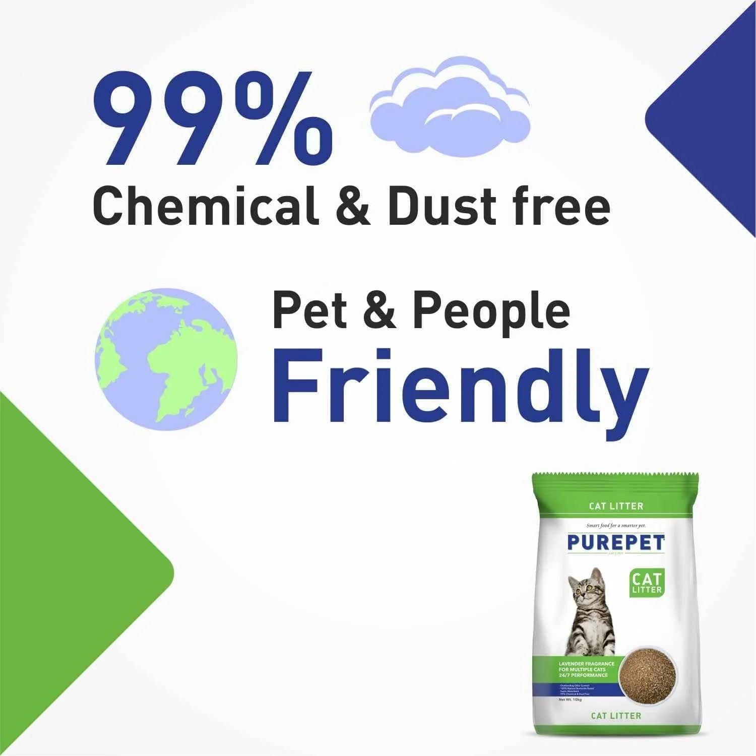 Purepet Lavender Scented and Petcrux Lavender & Lemon Scented Smart Clumping Cat Litter Combo (1+1)