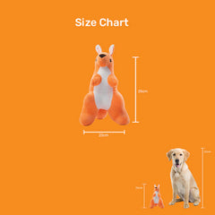 Kibbo Non Toxic & Durable Soft Stuffed Kangaroo Chew Toy for Dogs and Cats (Neon Red)