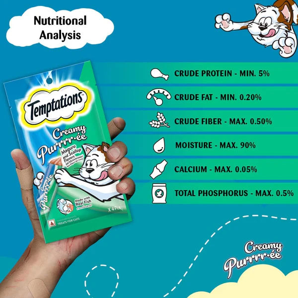 Temptations Purrrr ee Chicken & Tuna, Salmon & Cheese, Maguro & Scallop Cat Treats Combo