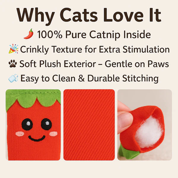 Talking Dog Club Red Chilli with 100% Catnip Toy for Cats (Red)