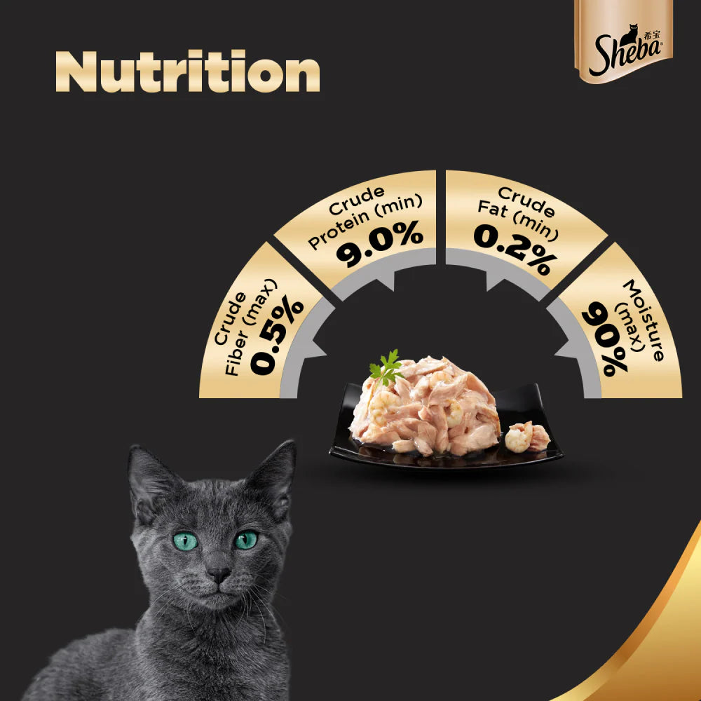 Sheba Tuna Fillet & Whole Prawns in Gravy Premium Cat Wet Food