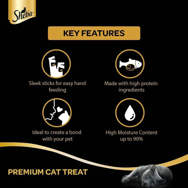 Sheba Tuna Flavor and Tuna & Prawn Maguro and Sheba Chicken & Chicken Whitefish Sasami Melty Premium Treats for Cats Combo
