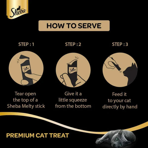 Sheba Tuna Flavor and Tuna & Prawn Maguro Selection Melty Premium Treat and Skipjack & Salmon Fish Mix Cat Wet Food Combo