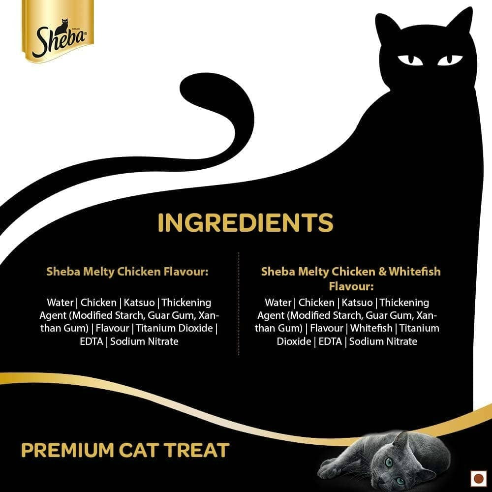 Me O Creamy Chicken & Liver and Sheba Chicken & Chicken Whitefish Sasami Selection Melty Premium Cat Treats Combo