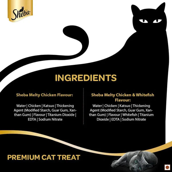 Sheba Chicken & Chicken Whitefish Sasami and Tuna Flavor and Tuna & Prawn Maguro Selection Melty Premium Cat Treats Combo