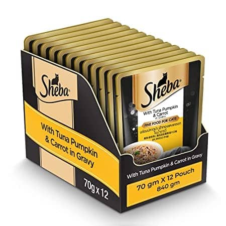 Sheba Fish with Dry Bonito Flake and Tuna Pumpkin & Carrot In Gravy Rich Premium Adult Fine Cat Wet Food Combo