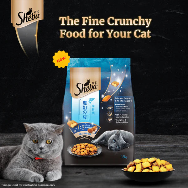 Sheba Skipjack & Salmon Fish Mix Cat Wet Food and Salmon Flavour Irresistible All Life Stages Cat Dry Food Combo