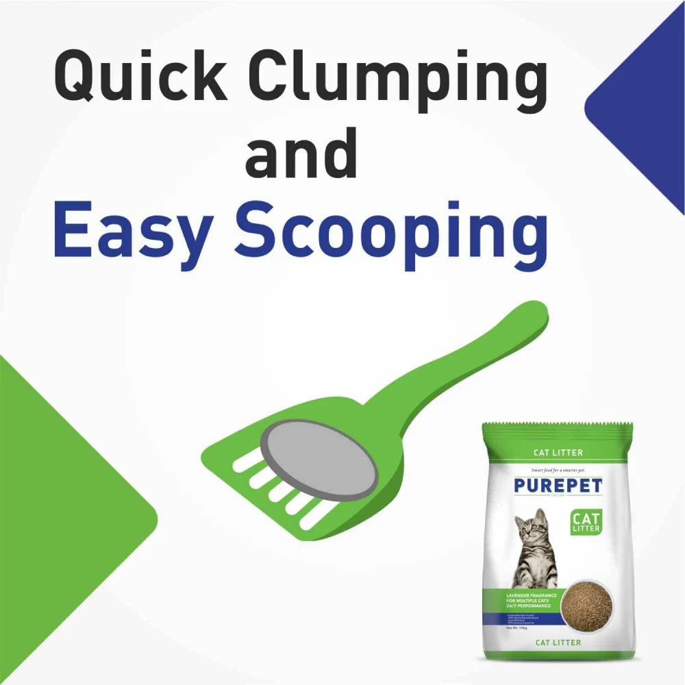 Purepet Lavender Scented Clumping Cat Litter and M Pets Basic Cat Litter Scoop (Red) Combo