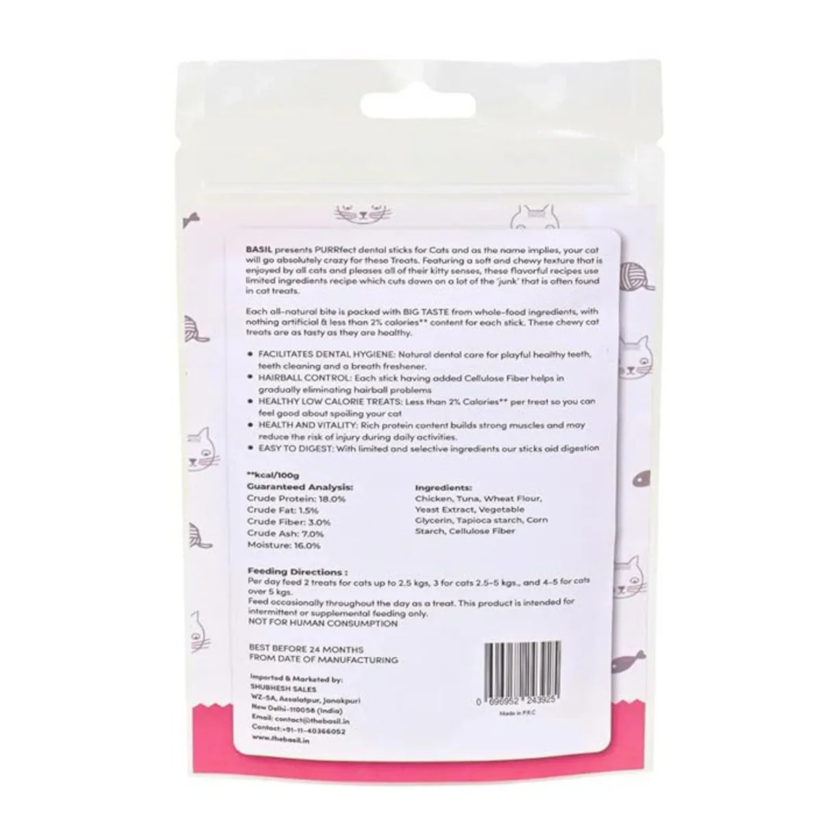 Basil Purrfect Tuna and Chicken Dental Stick Cat Treat