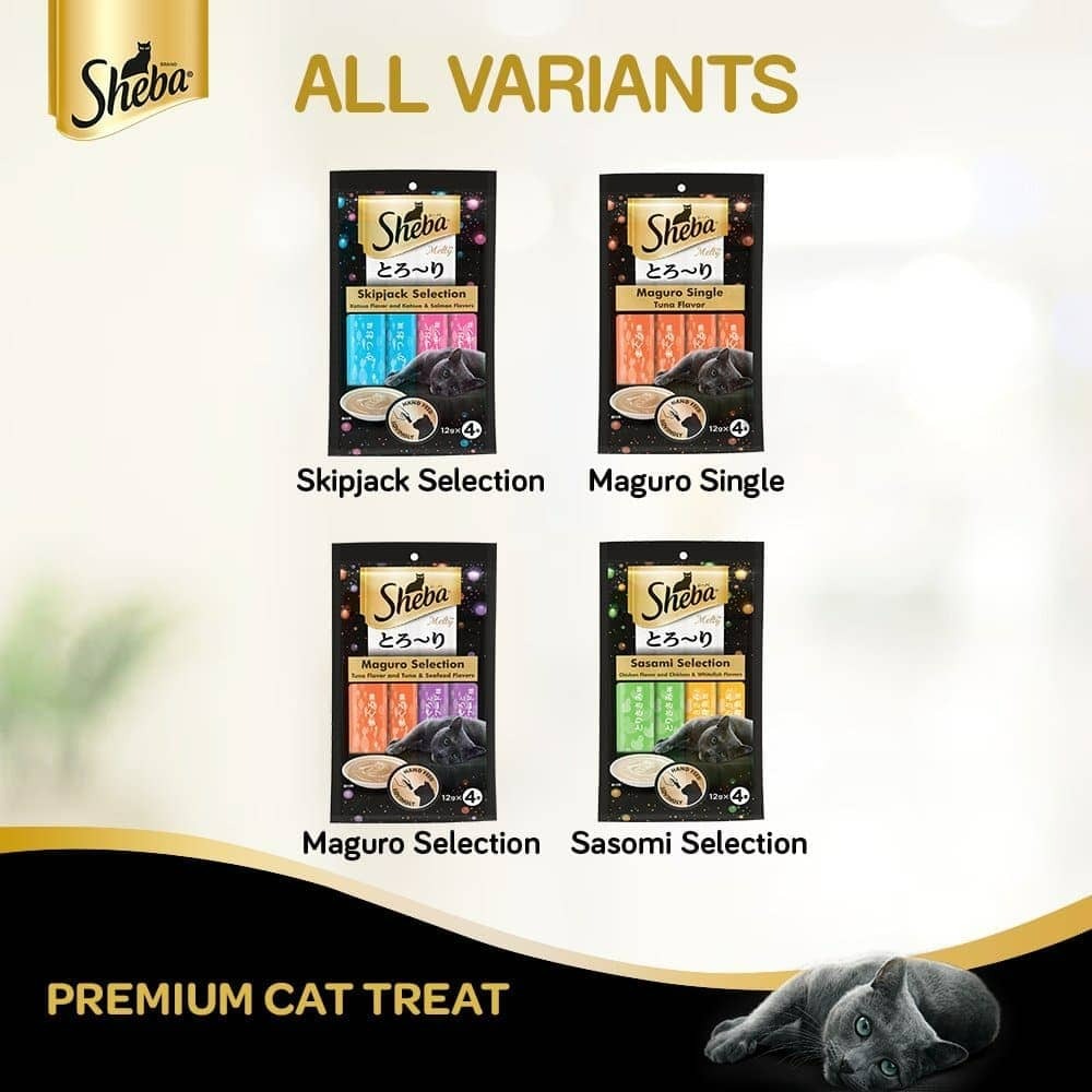 Me O Creamy Chicken & Liver and Sheba Chicken & Chicken Whitefish Sasami Selection Melty Premium Cat Treats Combo