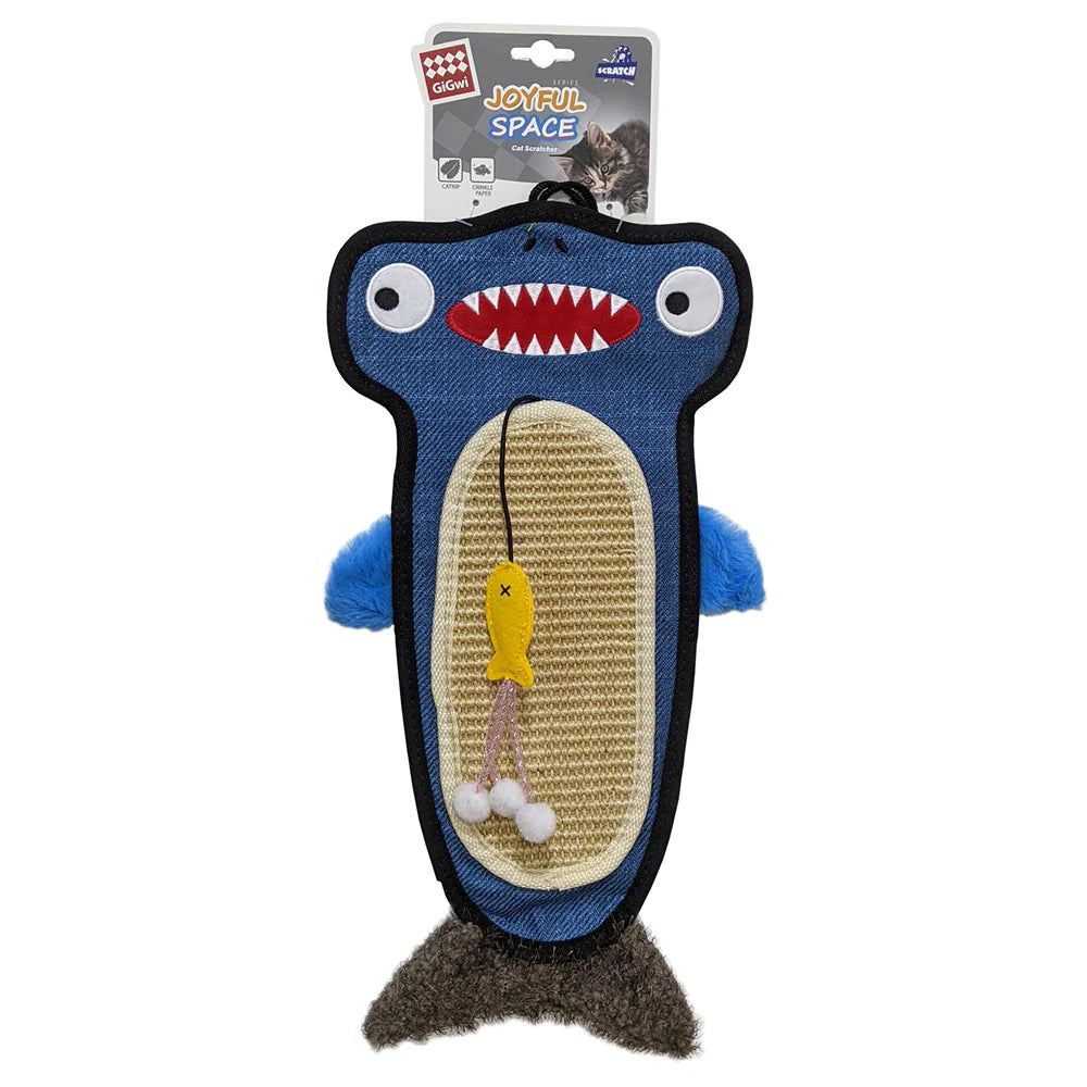 GiGwi Cat Scratcher with Catnip Alligator Toy for Cats (Blue)