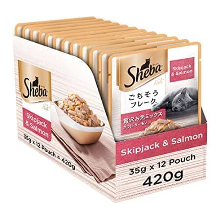 Sheba Skipjack & Salmon Fish Mix Cat Wet Food and Salmon Flavour Irresistible All Life Stages Cat Dry Food Combo