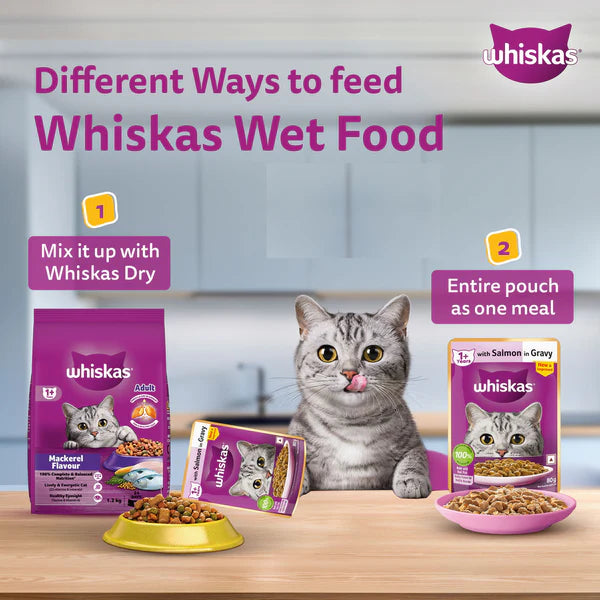 Whiskas Salmon in Gravy Meal Adult Cat Wet Food