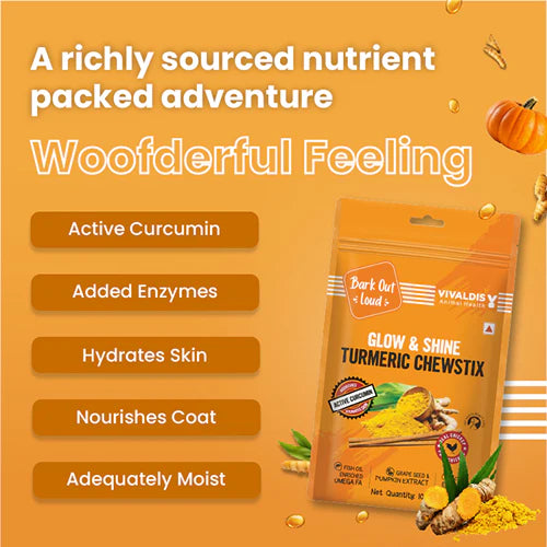 Bark Out Loud Glow and Shine Turmeric Chew Stix for Dogs and Cats