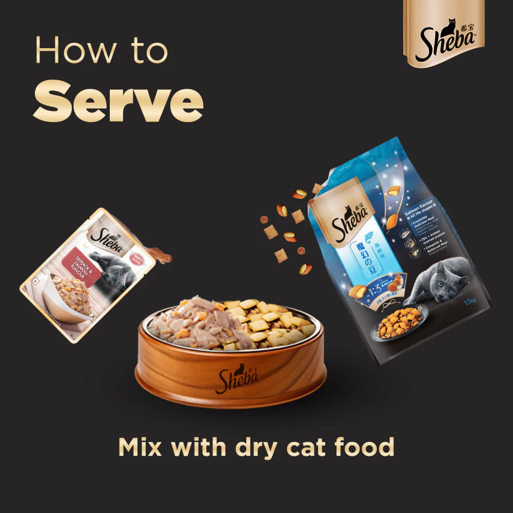 Sheba Skipjack & Salmon, Fish with Sasami and Maguro & Bream Fish Mix Premium Cat Wet Food Combo