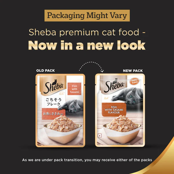 Sheba Fish with Sasami, Dry Bonito Flake and Maguro & Bream Fish Mix Premium Cat Wet Food Combo