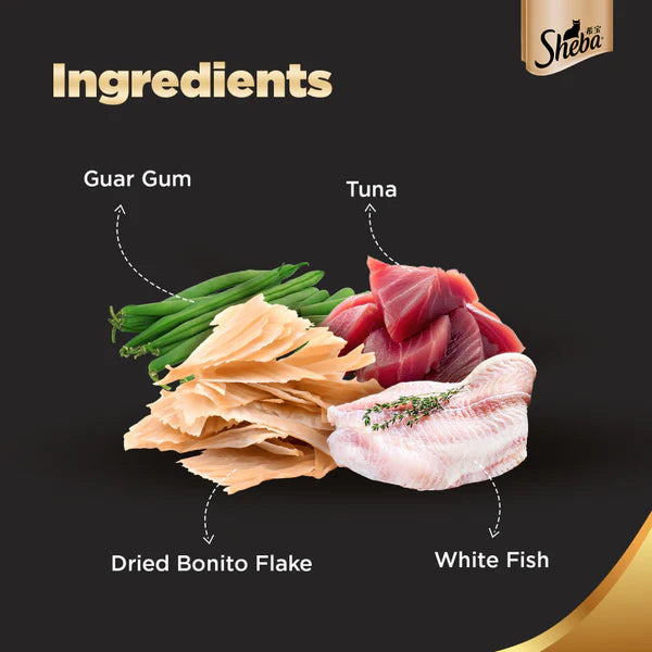 Sheba Fish with Sasami, Dry Bonito Flake and Maguro & Bream Fish Mix Premium Cat Wet Food Combo
