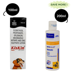 Virbac Ketochlor Shampoo (200ml) and Intas Kiskin Lotion (100ml) Combo