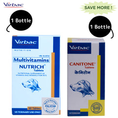 Virbac Canitone Tablets (30 tablets) and Nutrich Tablets (60 Tablets) for Dogs & Cats Combo