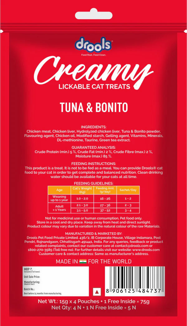 Drools Tuna & Bunito , Salmon & Skipjack and Real Chicken Creamy Cat Treats Combo