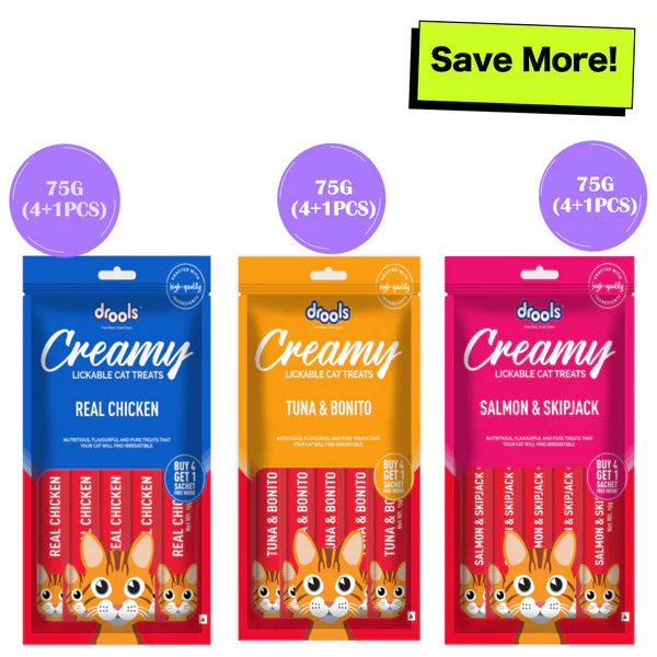 Drools Tuna & Bunito , Salmon & Skipjack and Real Chicken Creamy Cat Treats Combo