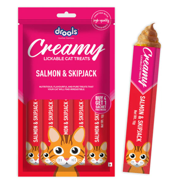 Drools Tuna & Bunito , Salmon & Skipjack and Real Chicken Creamy Cat Treats Combo