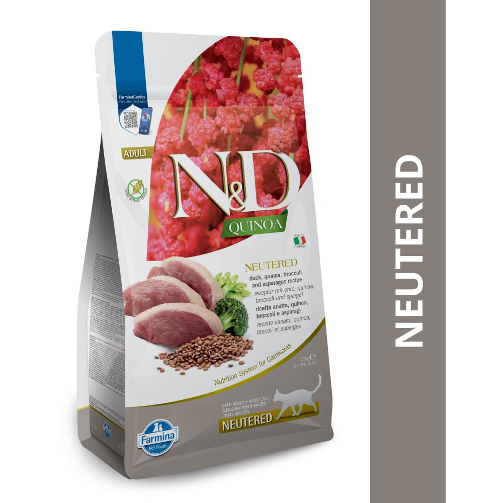 Farmina N&D Neutered Quinoa Duck, Broccoli & Asparagus Adult Cat Dry Food