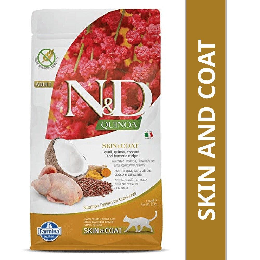 Farmina N&D Quinoa Quail Coconut & Turmeric Skin & Coat Grain Free Adult Cat Dry Food