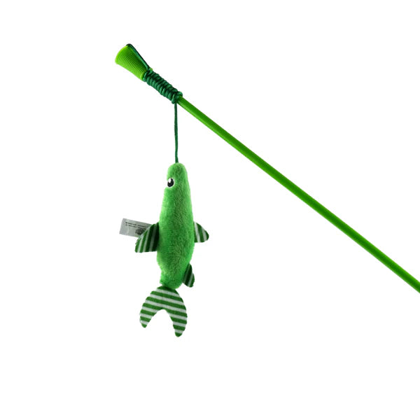 Trixie Cat Teaser With Plush Fish & Catnip Toy for Cats (Green)