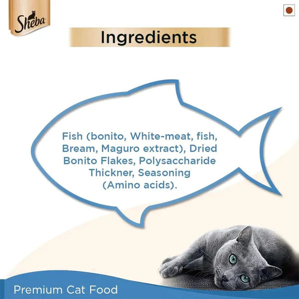 Sheba Skipjack Salmon Fish and Maguro Bream Fish Premium Cat Wet Food Combo